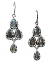 Break out of your shell with these nature-inspired earrings from Fossil. Vibrant chandeliers boast abalone shell stones crafted in silver tone mixed metal with sparkling crystal detail. Approximate drop: 1-3/4 inch.