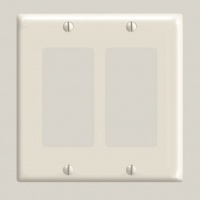 Leviton 80409-T 2-Gang, Decora/GFCI Device Decora Wallplate, Standard Size, Thermoset, Device Mount, Light Almond Leviton 80409-T 2-Gang, Decora/GFCI Device Decora Wallplate, Standard Size, Thermoset, Device Mount, Light Almond