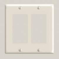 Leviton 80409-T 2-Gang, Decora/GFCI Device Decora Wallplate, Standard Size, Thermoset, Device Mount, Light Almond