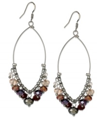 Group dynamics. In these cluster earrings from c.A.K.e by Ali Khan, glass accents adorn the bottom of this oval-shaped pair. Crafted from silver tone mixed metal, this set stands out. Approximate drop: 2-1/2 inches. Approximate diameter: 1 inch. Group dynamics. In these cluster earrings from c.A.K.e by Ali Khan, glass accents adorn the bottom of this oval-shaped pair. Crafted from silver tone mixed metal, this set stands out. Approximate drop: 2-1/2 inches. Approximate diameter: 1 inch.