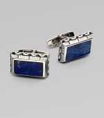 The perfect finishing touch for your smartest suit, a bold pair of semi-precious sterling silver cufflinks.Lapis or onyx inlaysSterling silverAbout 1W X ½HImported