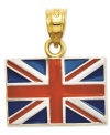 Show pride in your country. This polished red, white and blue enamel United Kingdom flag is crafted in 14k gold. Chain not included. Approximate length: 4/5 inch. Approximate width: 7/10 inch.