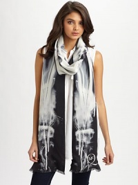 This sumptuous silk design features an intriguing x-ray print and is finished with a delicate frayed hem.About 108 X 11SilkDry cleanImported This sumptuous silk design features an intriguing x-ray print and is finished with a delicate frayed hem.About 108 X 11SilkDry cleanImported