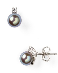 In a cool hue, Majorica's gray pearl earrings are dark, stormy and seriously chic. Slip them in as an alternative to classic whites. In a cool hue, Majorica's gray pearl earrings are dark, stormy and seriously chic. Slip them in as an alternative to classic whites.