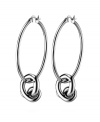 A simple knot has never looked so good. These traditional hoop earrings by Breil add an intricate twist with a chic knot charm drop. Crafted in stainless steel. Approximate drop: 2 inches.