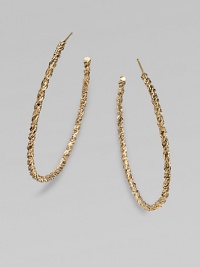This classic design is accented with a rope texture. Goldtone brassLength, about 2.5Post backImported This classic design is accented with a rope texture. Goldtone brassLength, about 2.5Post backImported