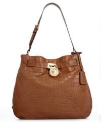 Posh crocodile-embossed leather accented with subtle gold-tone hardware makes this Hamilton silhouette by MICHAEL Michael Kors an obvious choice. Spacious interior with plenty of compartments lets you organize your essentials with ease. Posh crocodile-embossed leather accented with subtle gold-tone hardware makes this Hamilton silhouette by MICHAEL Michael Kors an obvious choice. Spacious interior with plenty of compartments lets you organize your essentials with ease.