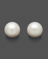 Simple pearl studs to add a drop of sophistication. These timeless earrings feature white south sea pearls (9-10 mm) set in 14k gold. Approximate diameter: 1/3 inch.