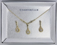 CHARTER CLUB Jewelry Set, Gold-Tone Teardrop Pendant with Crystals; Necklace and Earring Set CHARTER CLUB Jewelry Set, Gold-Tone Teardrop Pendant with Crystals; Necklace and Earring Set
