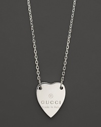 Wear Gucci close to your heart with this engraved necklace from the Trademark collection. Wear Gucci close to your heart with this engraved necklace from the Trademark collection.