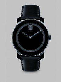 A sleek and modern timepiece designed with a minimalist tonal style and Swiss quartz precision. Round bezel Quartz movement Water resistant to 3 ATM Stainless steel/composite case: 42mm (1.65) Leather strap Imported A sleek and modern timepiece designed with a minimalist tonal style and Swiss quartz precision. Round bezel Quartz movement Water resistant to 3 ATM Stainless steel/composite case: 42mm (1.65) Leather strap Imported