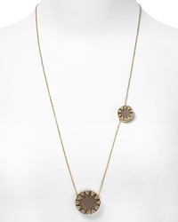 Try this versatile necklace with the larger pendant in front or switch to the smaller pendant in front. Wear it doubled or wrapped around and knotted like a lariat. For those sexy low-back dresses or shirts, drape it halfway down your back for real drama.