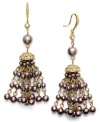 The tassels are worth it. This pair of earrings from Charter Club is crafted from brown gold-tone mixed metal with glass pearls and a beaded tassel raising the bar on style. Approximate drop: 3 inches.