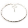 Thin Clear Swarovski Crystal Choker Necklace (Silver Plated)