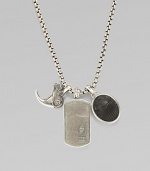 Sterling silver shark's tooth, dog tag and amulet pendants lend classic character to a matching box chain necklace. From the Petrvs Collection Sterling silver Black jade 3.6 mm box chain length, about 22 Lobster clasp Imported 