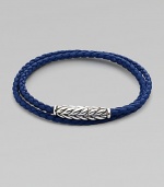 Brightly-hued woven leather with magnetic chevron clasp of sterling silver.LeatherLength, about 24Imported