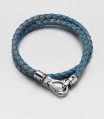 A richly-hued braided leather bracelet perfect for layering and wrap around styling.LeatherAbout 3 diam.Spring claspMade in Italy