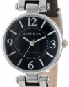 Anne Klein Women's 109443BKBK Silver-Tone Black Dial and Black Leather Strap Watch