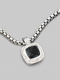 From the Albion Collection. Faceted black onyx, richly framed by pavé diamonds and set in sterling silver. Diamonds, 0.24 tcw Black onyx Sterling silver About ½ square Hinged clip clasp Made in USA Please note: Necklace sold separately. From the Albion Collection. Faceted black onyx, richly framed by pavé diamonds and set in sterling silver. Diamonds, 0.24 tcw Black onyx Sterling silver About ½ square Hinged clip clasp Made in USA Please note: Necklace sold separately.