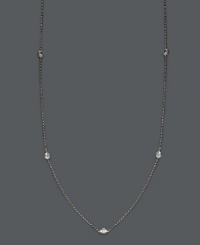 Add sparkle and shine by the inch. Trio by Effy Collection's stunning necklace features seven stations of round cut, bezel-set diamonds (5/8 ct. t.w.) strung from a delicate, 14k white gold chain. Approximate length: 24 inches. Add sparkle and shine by the inch. Trio by Effy Collection's stunning necklace features seven stations of round cut, bezel-set diamonds (5/8 ct. t.w.) strung from a delicate, 14k white gold chain. Approximate length: 24 inches.