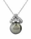 Effy Jewlery 14K Gold Diamond and Tahitian Pearl Pendant, .06 TCW