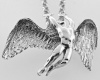 Handmade Large Sterling Silver Fallen Angel Necklace on Rolo Chain