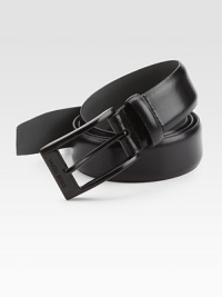 A polished accent to any well-dressed wardrobe, finished in highly-glossed, sleek calfskin leather.LeatherAbout 1 wideImported A polished accent to any well-dressed wardrobe, finished in highly-glossed, sleek calfskin leather.LeatherAbout 1 wideImported