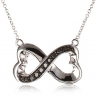 Sterling Silver Black and White Diamond Infinity Heart Pendant Necklace (1/10 cttw), 17 Sterling Silver Black and White Diamond Infinity Heart Pendant Necklace (1/10 cttw), 17