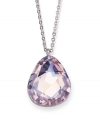 Simply stunning, by Swarovski. Faceted, droplet-shaped helios crystal pendant hangs from rhodium-plated mixed metal. Approximate length: 15 inches. Approximate drop: 1 inch. Simply stunning, by Swarovski. Faceted, droplet-shaped helios crystal pendant hangs from rhodium-plated mixed metal. Approximate length: 15 inches. Approximate drop: 1 inch.