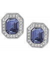 Classic glamour. Carolee's clip-on earrings feature an emerald-cut glass stone surrounded by glass accents to make this pair the center of attention. Clip-on backing for non-pierced ears. Crafted from silver-tone mixed metal. Approximate drop: 3/4 inch.