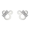 .925 Sterling Silver Rhodium Plated Mouse Ribbon CZ Stud Earrings with Screw-back for Children & Women