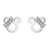 .925 Sterling Silver Rhodium Plated Micky Mouse Ribbon CZ Stud Earrings with Screw-back for Children & Women