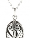 Sterling Silver Filigree Oval Pendant, 18