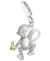 Go bananas every time you wear this adorable monkey. Charm features a swinging diamond dusted monkey holding a gold banana. Charm crafted in 14k gold and sterling silver. Lobster claw clasp. Approximate drop: 1-1/3 inches.