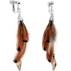 Handcrafted Natural Golden Shadow Feather Clip On Earrings MADE WITH SWAROVSKI ELEMENTS