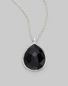A bold drop of faceted onyx on a delicate sterling silver chain link.Onyx Sterling silver Length, about 18 Pendant length, about 1 Pendant width, about ¾ Lobster clasp closure Imported 