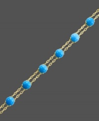 Double up on polish, while infusing color into your look. Carlo Viani's chic, double strand bracelet highlights turquoise beads (12-1/2 mm) set in 14k gold. Approximate length: 7-1/2 inches. Double up on polish, while infusing color into your look. Carlo Viani's chic, double strand bracelet highlights turquoise beads (12-1/2 mm) set in 14k gold. Approximate length: 7-1/2 inches.