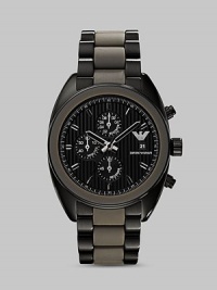 Classic chronograph functionality with a modern, sporty twist in stainless steel with a silicone bracelet. Round bezel Quartz movement Three-eye chronograph functionality Water resistant to 3 ATM Date function Second hand Stainless steel case: 43mm (1.69) Silicone bracelet: 23mm (0.90) Imported Classic chronograph functionality with a modern, sporty twist in stainless steel with a silicone bracelet. Round bezel Quartz movement Three-eye chronograph functionality Water resistant to 3 ATM Date function Second hand Stainless steel case: 43mm (1.69) Silicone bracelet: 23mm (0.90) Imported
