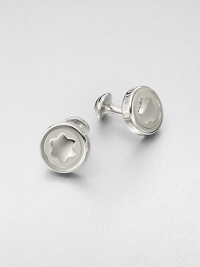 Round cuff links with embossed emblem inlay, in a polished, platinum finish.PlatinumAbout 1 diam.Imported Round cuff links with embossed emblem inlay, in a polished, platinum finish.PlatinumAbout 1 diam.Imported