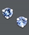 Get in on the latest gemstone trend with tanzanite. These round-cut studs (3/4 ct. t.w.) add the perfect pop of color against a 14k white gold setting. Approximate diameter: 1/5 inch.