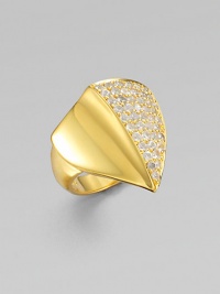 From the Thorn Collection. A striking, thorn-like triangle of gleaming, goldplated sterling silver, with a smooth, concave profile on one side and a field of sparkling white sapphires on the other, atop a wide polished band.White sapphire18k goldplated sterling silverLength, about ¾Imported From the Thorn Collection. A striking, thorn-like triangle of gleaming, goldplated sterling silver, with a smooth, concave profile on one side and a field of sparkling white sapphires on the other, atop a wide polished band.White sapphire18k goldplated sterling silverLength, about ¾Imported