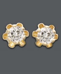 Treat a special girl to her first taste of diamonds and gold. 14k gold stud earrings feature shining round-cut diamonds (1/8 ct. t.w.). Treat a special girl to her first taste of diamonds and gold. 14k gold stud earrings feature shining round-cut diamonds (1/8 ct. t.w.).