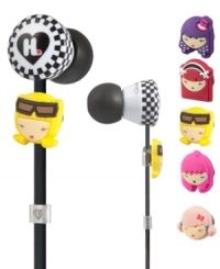 With colorful, interchangeable faces, these earbuds from Harajuku Lovers let you take Love, Angel, Music, Baby wherever you go. With colorful, interchangeable faces, these earbuds from Harajuku Lovers let you take Love, Angel, Music, Baby wherever you go.