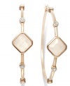 Classic earrings get a sparkly update. Victoria Townsend's stunning hoop earrings feature square-cut rose quartz (2-3/4 ct. t.w.) and sparkling diamond accents in 18k gold over sterling silver. Approximate diameter: 2-3/4 inches.