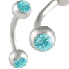 16g 16 gauge 1.2mm, 3/8 Inches 10mm long - surgical steel eyebrow lip bars ear tragus rings earrings curved curve barbell crystal Aquamarine jewellery - Pierced Body Piercing Jewelry - Set of 2 AJDK