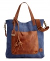 The everyday tote reaches a whole new level with this eye-catching design from Frye. A casual canvas exterior is accented with rich leather detailing and an optional crossbody strap, perfect for a weekend roaming around the city.