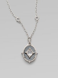 From the Oasis Collection. A gorgeous design of textured sterling silver punctuated by oval-shaped hematite, luminous white sapphires, and crystal, suspended from a delicate chain.Hematite, white sapphire, crystalSterling silver Lobster claspPendant length, about 1¼Chain length, about 17 Imported From the Oasis Collection. A gorgeous design of textured sterling silver punctuated by oval-shaped hematite, luminous white sapphires, and crystal, suspended from a delicate chain.Hematite, white sapphire, crystalSterling silver Lobster claspPendant length, about 1¼Chain length, about 17 Imported
