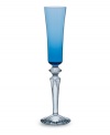 Play with color. Baccarat combines a sapphire-blue gradient and beveled base in Mille Nuits Flutissimo flutes for a look that's both modern and classic. Strong lines in weighty, dishwasher-safe crystal lend bold, effortless elegance to every occasion.