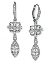 The elegant Ella design emits endless energy. Eliot Danori's darling small drop earrings feature sparkling crystal accents set in silver tone rhodium-plated mixed metal. Approximate drop: 3/4 inch.