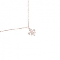 Meira T Solid 14K Rose Gold & Diamonds BABY Fleur De Lis Amor Love Necklace Meira T Solid 14K Rose Gold & Diamonds BABY Fleur De Lis Amor Love Necklace